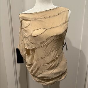 Robert Rodriguez Beige Draped Blouse